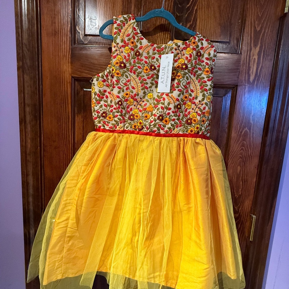 Kids Floral Yellow Formal Dress